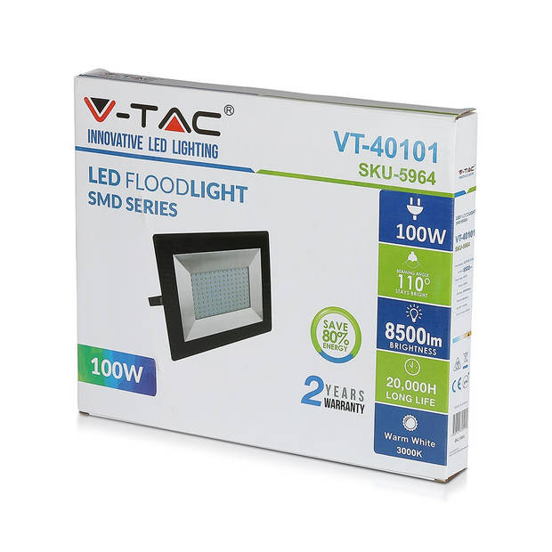 V-TAC VT-40101B E-serie LED schijnwerpers - Zwart - IP65 - 100W - 8500 Lumen - 4000K