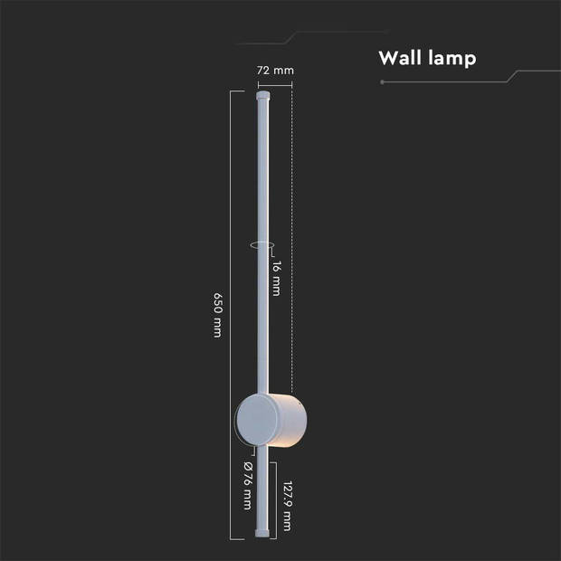 V-TAC VT-11112-W Moderne LED Wandlamp - IP65 - Wit Behuizing - 12 Watt - 1400 Lumen - 3000K