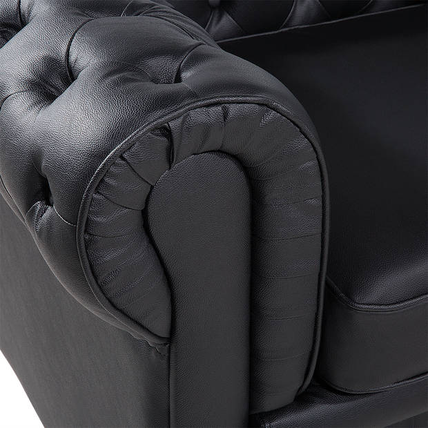 Beliani CHESTERFIELD - Fauteuil-Zwart-Leer