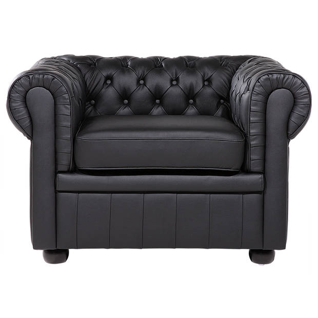 Beliani CHESTERFIELD - Fauteuil-Zwart-Leer