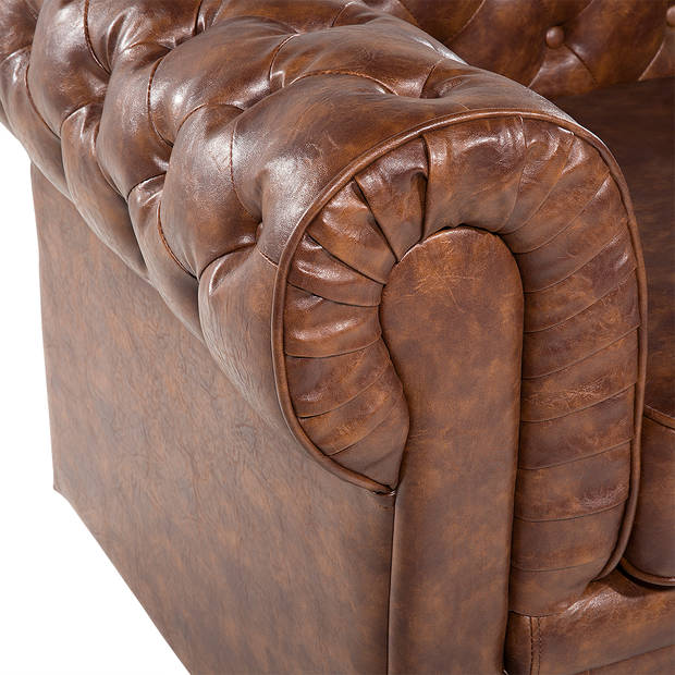 Beliani CHESTERFIELD - Fauteuil-Bruin-Kunstleer