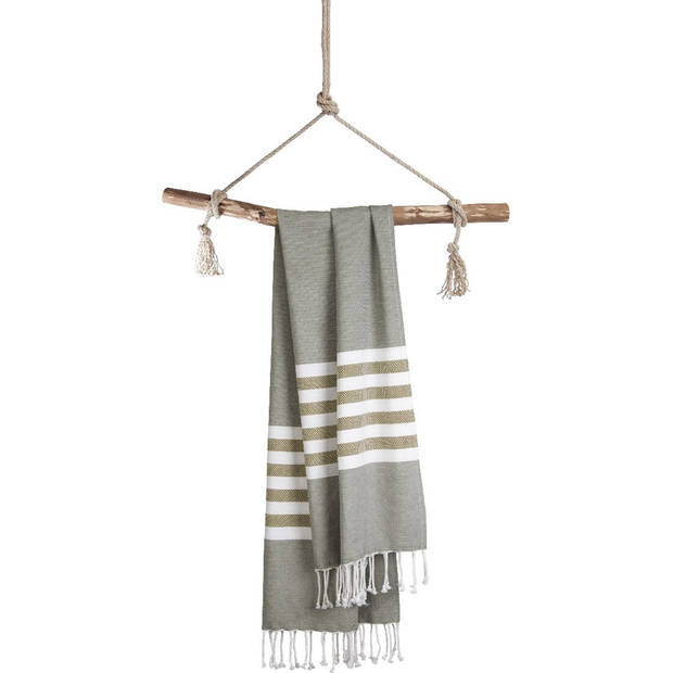 Walra Fouta Sunshade Happiness - 100x180 - 100% Katoen - Legergroen