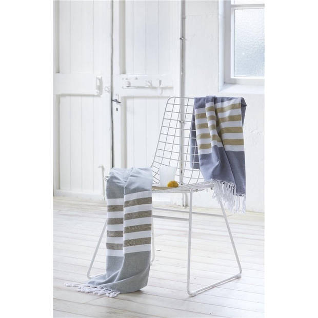 Walra Fouta Sunshade Happiness - 100x180 - 100% Katoen - Legergroen