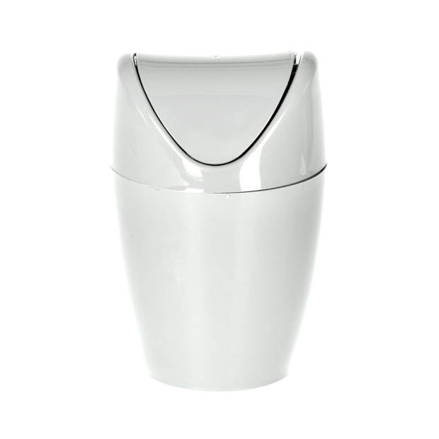 Mini prullenbakje - ivoor wit - kunststof - keuken aanrecht model - 1,5 Liter - 12 x 17 cm - Prullenbakken