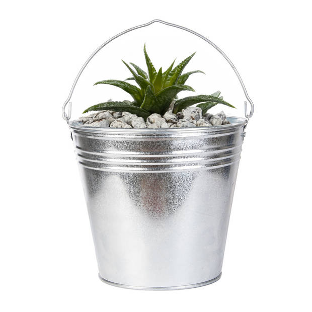 Esschert Design Emmer/plantenpot - zink - zilver - D34 x H29 cm - IJzeren emmer / teil