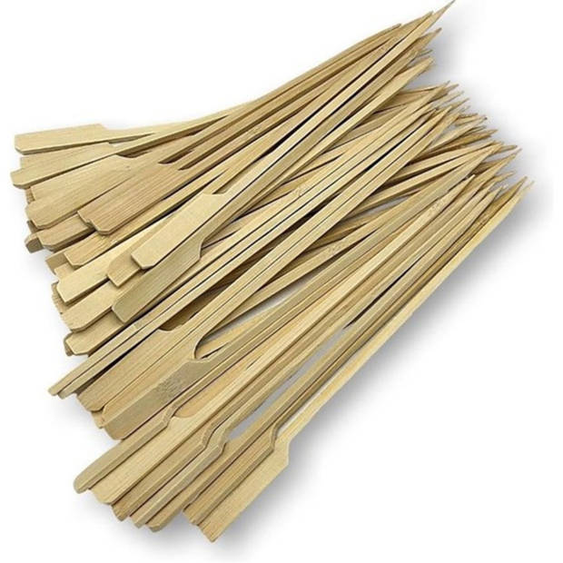 Bamboe houten sate prikkers/stokjes - 100x stuks - lengte 20 cm - BBQ spiezen - prikkers (sate)