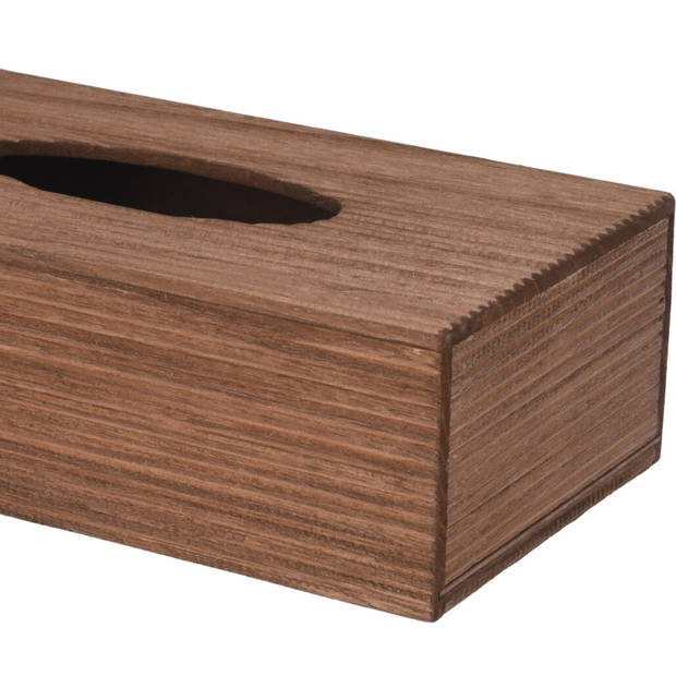 H&S Collection Tissuebox/tissuedoos - 2x - donkerbruin - hout - 25 x 14 x 8 cm - universeel - Tissuehouders