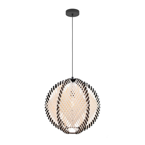 EGLO Waverton Hanglamp - E27 - Ø 40 cm - Zwart/Wit - Textiel