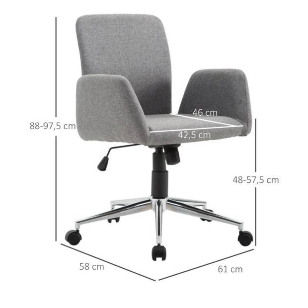 Bureaustoel - Ergonomische bureaustoel - Stoelen - Grijs - 61 x 58 x 88-97,5 cm