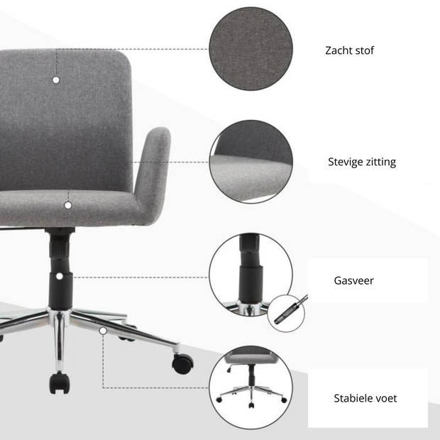 Bureaustoel - Ergonomische bureaustoel - Stoelen - Grijs - 61 x 58 x 88-97,5 cm