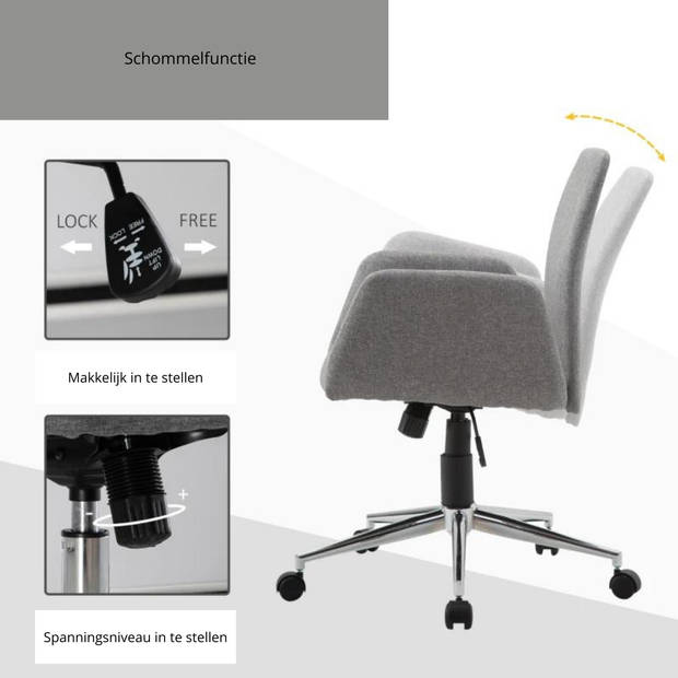 Bureaustoel - Ergonomische bureaustoel - Stoelen - Grijs - 61 x 58 x 88-97,5 cm