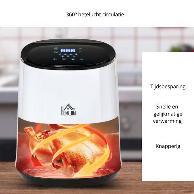 Airfryer - Friteuse - Frituurpan - 2,5 L - 1300W