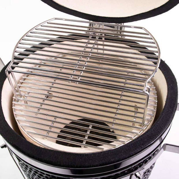 Yakiniku - BBQ Accessoire Kamado 13 Inch Compact Rooster Extra Verhoogd - Roestvast Staal - Zilver