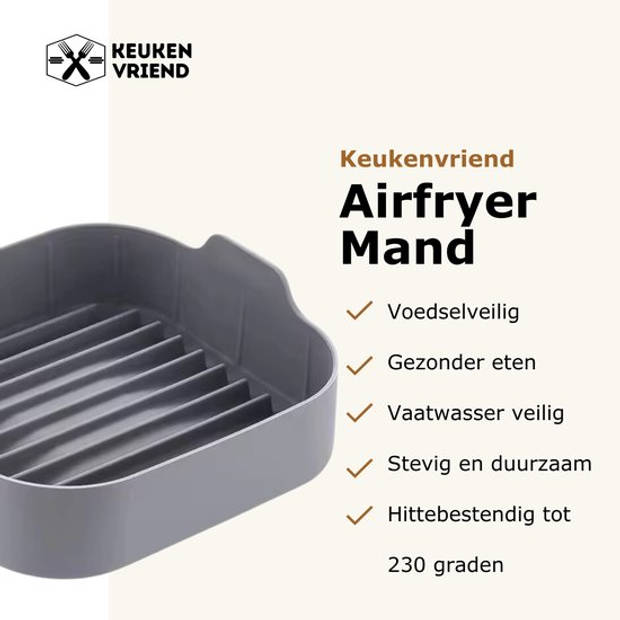 Keukenvriend XXL Airfryer siliconen mand vierkant 20,5 cm