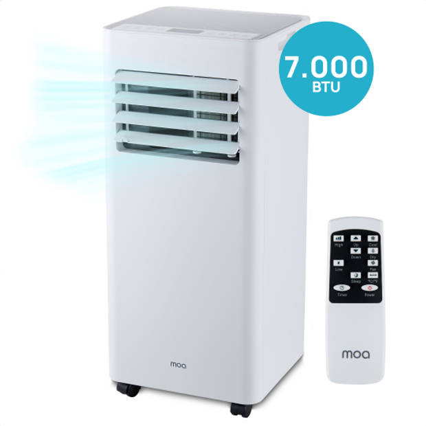 MOA Mobiele Airco - 7.000 BTU - 3-in-1 - Airconditioning met Raamafdichtingskits - Ontvochtigingsfunctie - Slaapkamer -