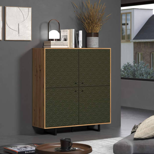 Sentra dressoir groen, eik decor.