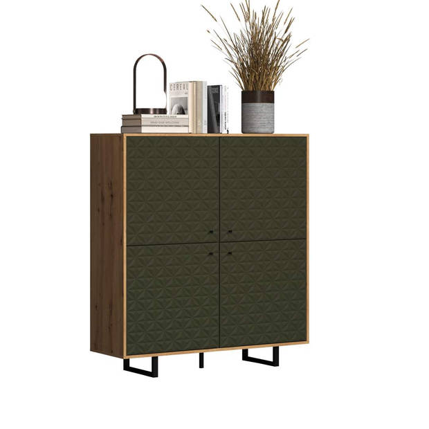 Sentra dressoir groen, eik decor.