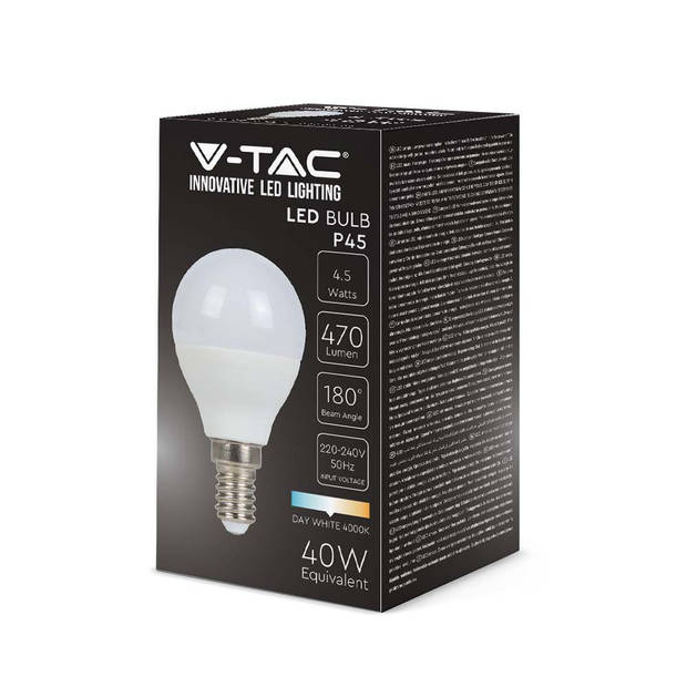 V-TAC VT-1880-N LED Lampen - Golf E14 - IP20 - 4.5 Watt - 470 Lumen - 4000K