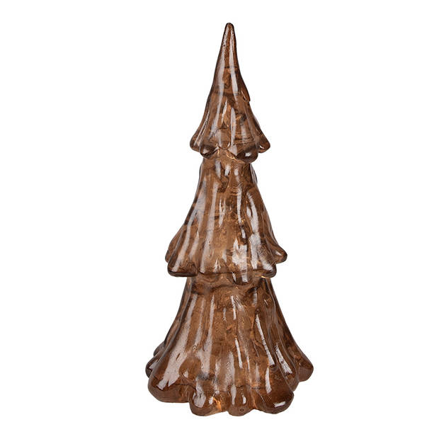 Clayre & Eef Kerstdecoratie met LED-verlichting Kerstboom Ø 12x24 cm Goudkleurig Bruin Kunststof Bruin