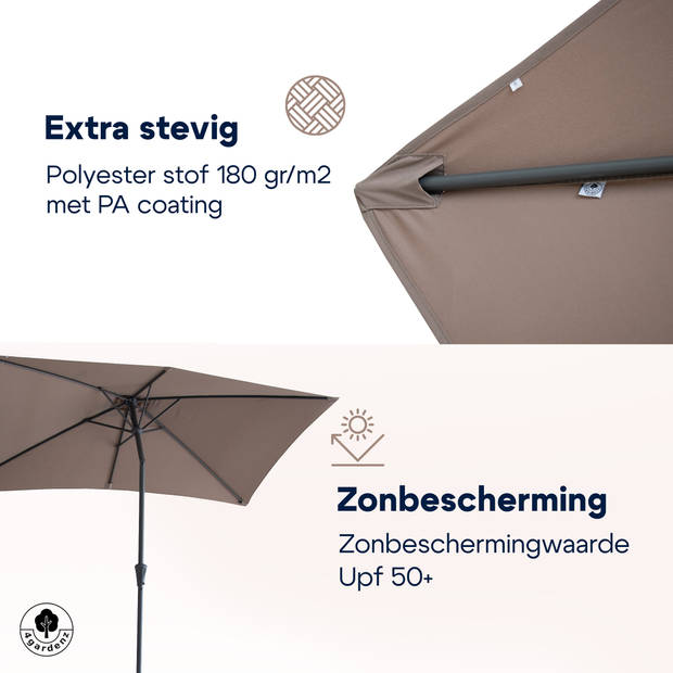 4gardenz® Parasol Rechthoek 150x250cm Kantelbaar Balkonparasol Taupe