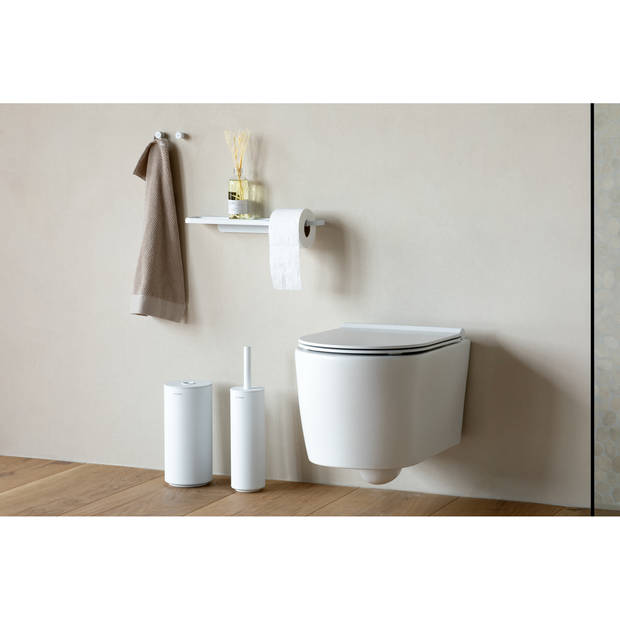 MindSet toiletrolhouder met plankje - Mineral Fresh White