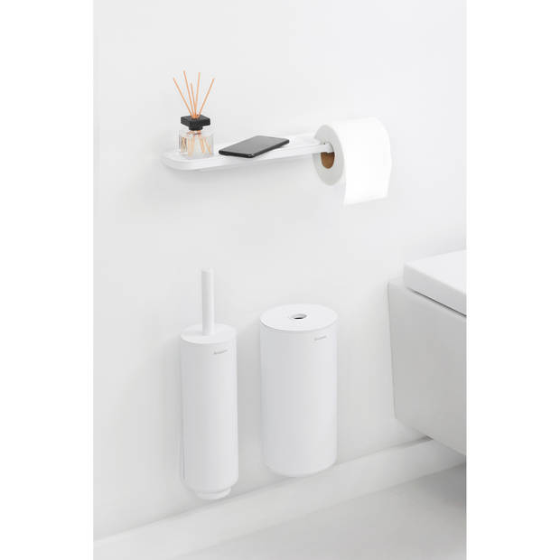 MindSet toiletrolhouder met plankje - Mineral Fresh White