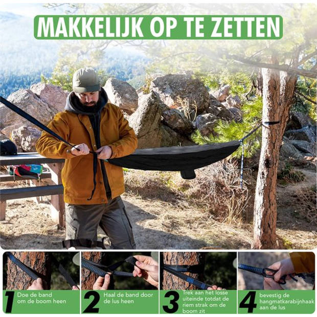 Travelhawk Hangmat - Dubbele en Enkele Hangmatten - Campingaccessoires - hangmat 2 Persoons - Incl Opbergzak