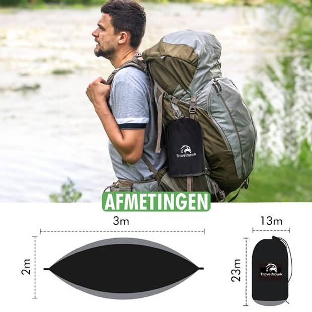 Travelhawk Hangmat - Dubbele en Enkele Hangmatten - Campingaccessoires - hangmat 2 Persoons - Incl Opbergzak