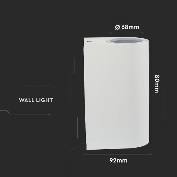 V-TAC VT-7652RD GU10 Buitenverlichting - Omhoog - Omlaag - Fittingen - Wit - IP44 - Modelnr: - VT-7652RD