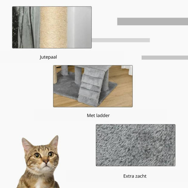 Krabpaal - Kattenspeeltjes - Kattenspeelgoed - Katten- Kattenkrabpaal - Grijs - 60 x 40 x 100 cm