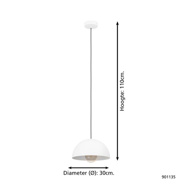 EGLO  Gaetano Hanglamp - E27 - 1 Lichts - Ø30cm - Wit