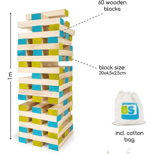 BS Toys Grote Toren Spel - Toren Bouwen speelgoed - Balanstoren - Stapeltoren - Kinderspeelgoed vanaf 3 Jaar