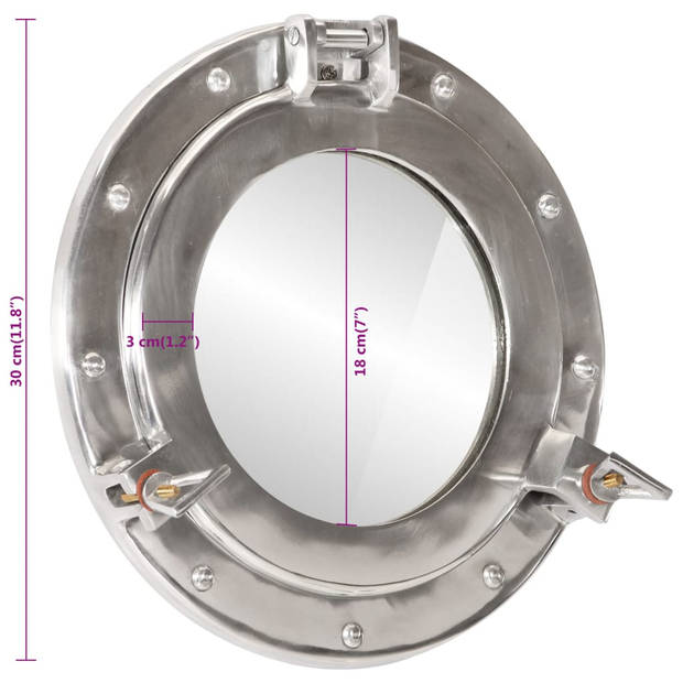 vidaXL Wandspiegel patrijspoort Ø30 cm aluminium en glas