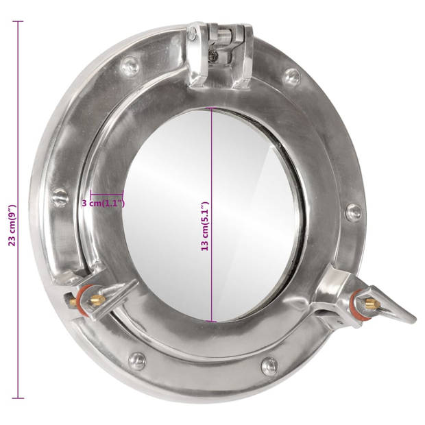 vidaXL Wandspiegel patrijspoort Ø23 cm aluminium en glas