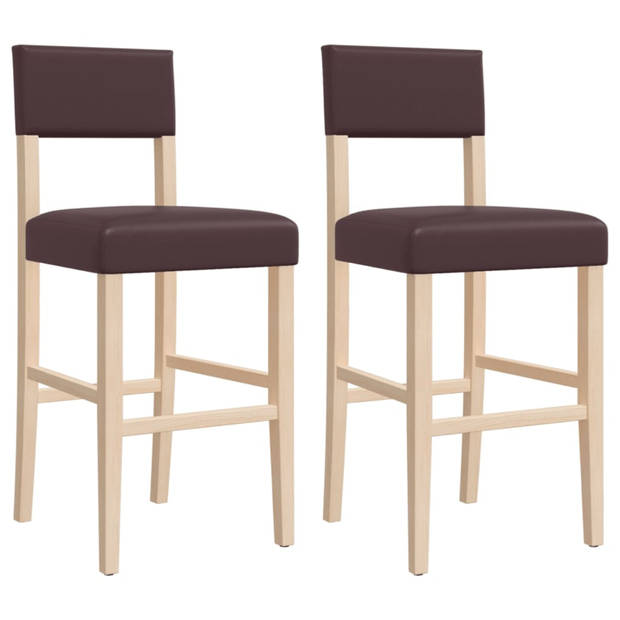 vidaXL Barstoelen 2 st massief rubberhout en kunstleer