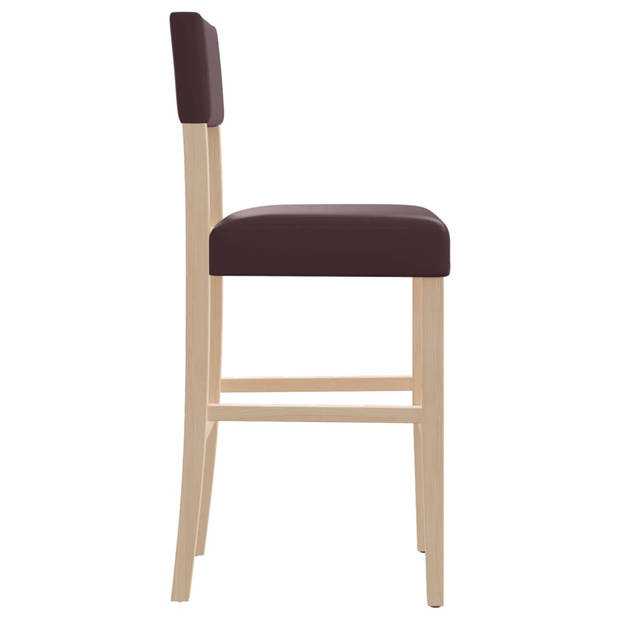 vidaXL Barstoelen 2 st massief rubberhout en kunstleer