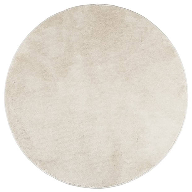 vidaXL Vloerkleed OVIEDO laagpolig Ø 100 cm beige