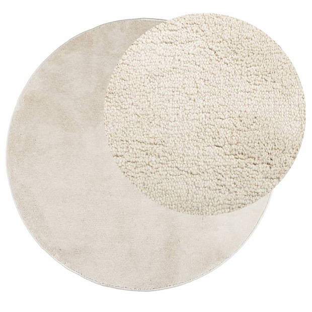 vidaXL Vloerkleed OVIEDO laagpolig Ø 100 cm beige