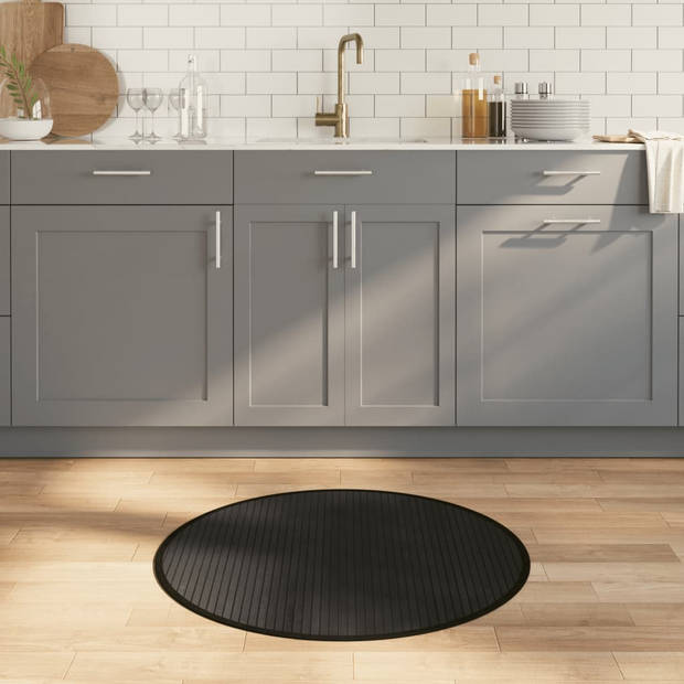 vidaXL Vloerkleed rond 80 cm bamboe zwart