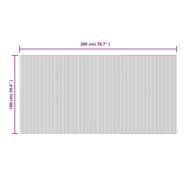 vidaXL Vloerkleed rechthoekig 100x200 cm bamboe zwart