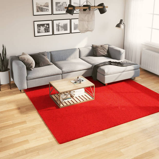 vidaXL Vloerkleed OVIEDO laagpolig 240x240 cm rood