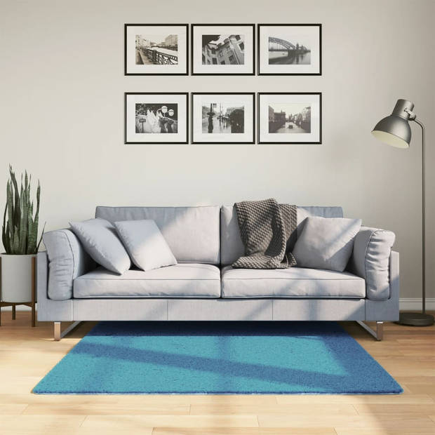 vidaXL Vloerkleed OVIEDO laagpolig 120x120 cm turquoise