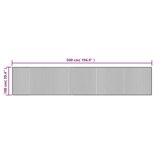 vidaXL Vloerkleed rechthoekig 100x500 cm bamboe grijs