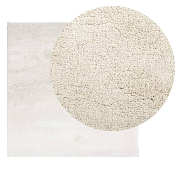 vidaXL Vloerkleed OVIEDO laagpolig 120x120 cm beige