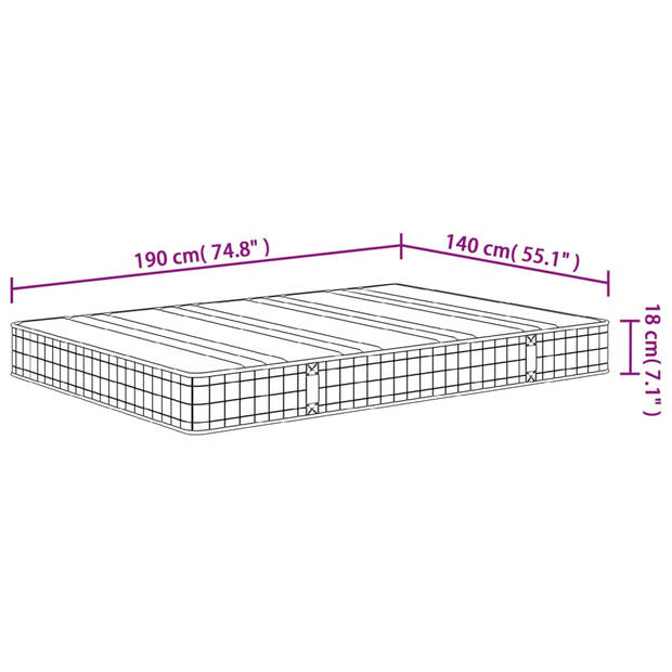 vidaXL Binnenveringmatras middelhard 140x190 cm