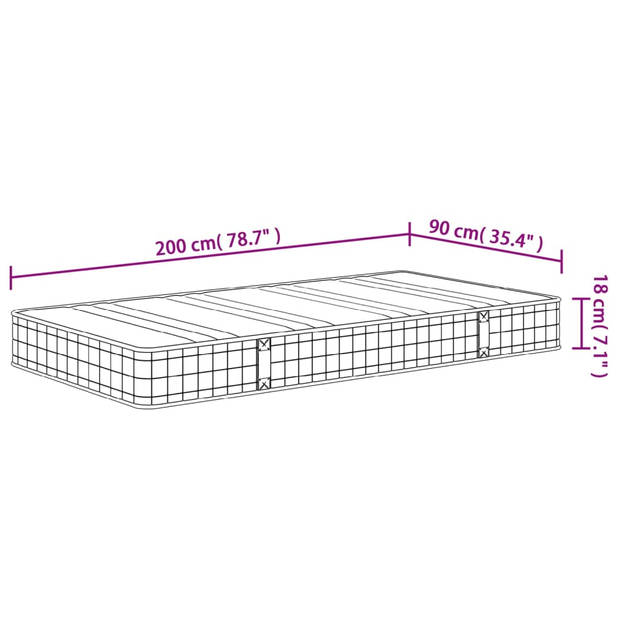 vidaXL Binnenveringmatras middelhard 90x200 cm