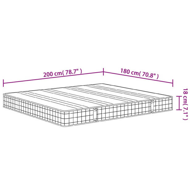 vidaXL Binnenveringmatras middelhard 180x200 cm