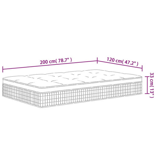 vidaXL Pocketveringmatras middelhard-plus 120x200 cm