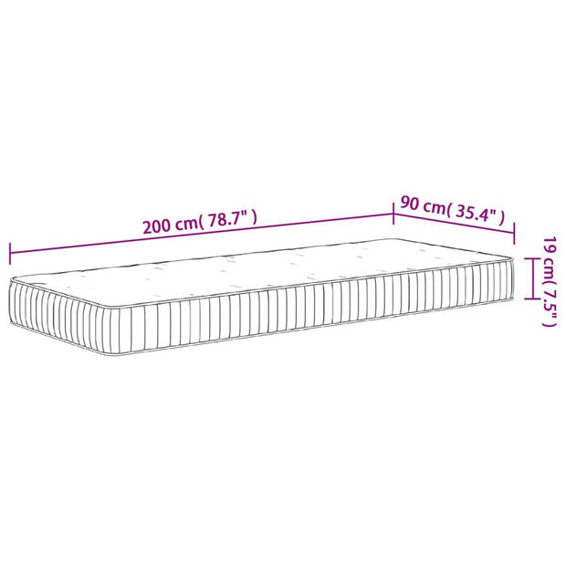 vidaXL Pocketveringmatras middelhard 90x200 cm