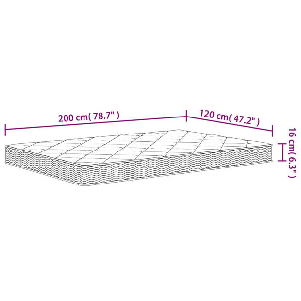 vidaXL Schuimmatras middelzacht 120x200 cm